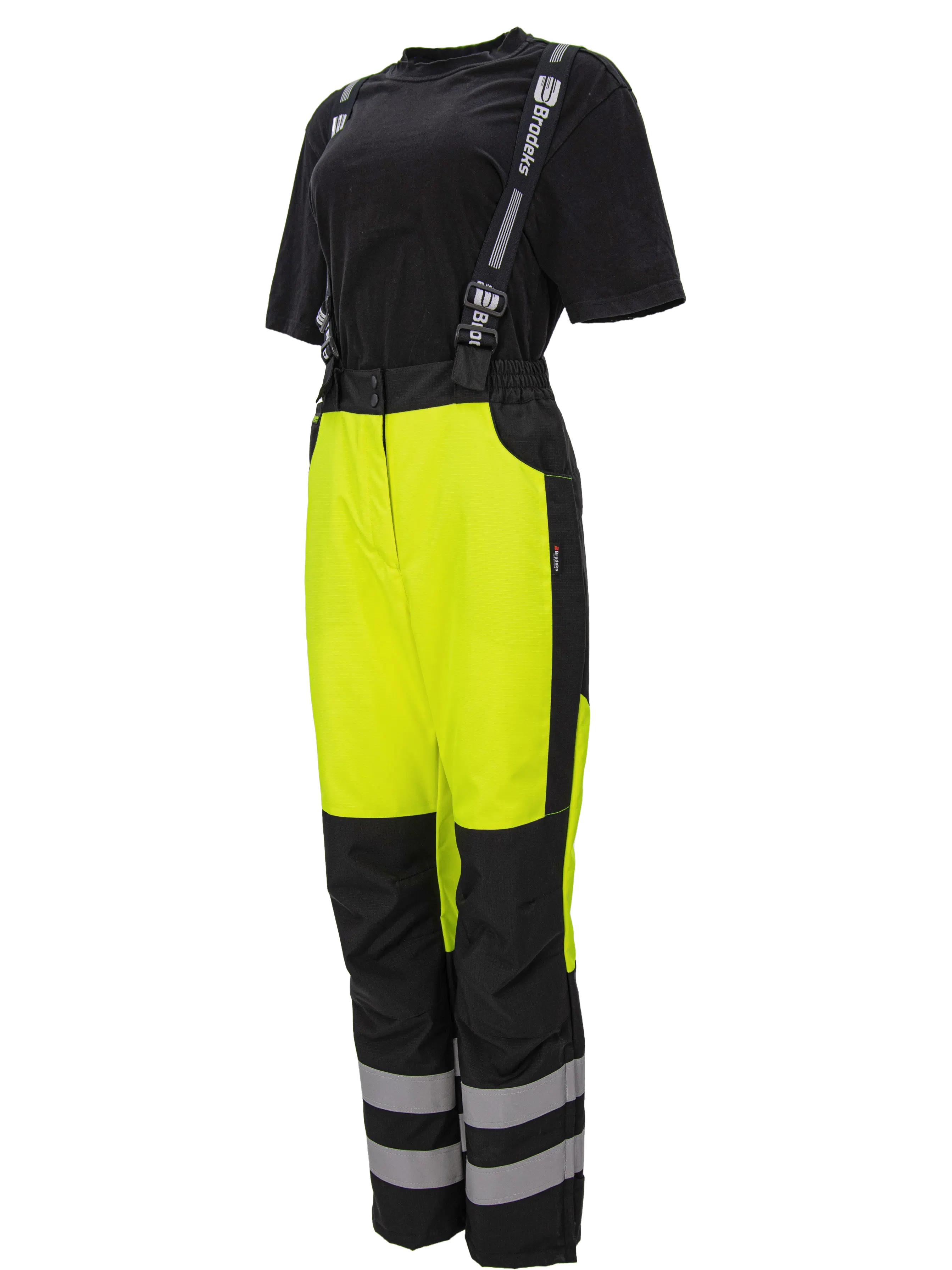 Женские зимние сигнальные брюки Brodeks KW 330, желтый/черный